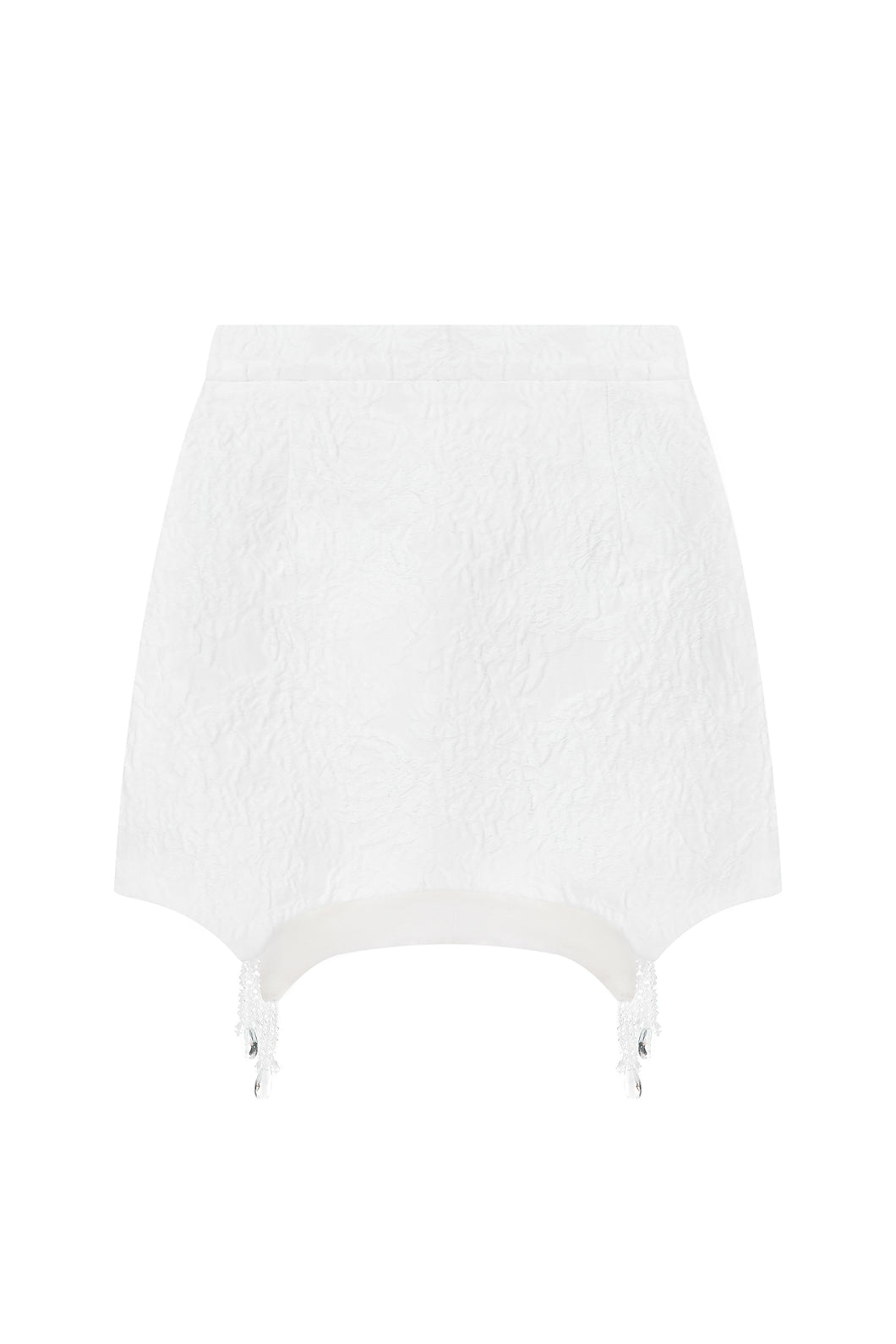 JACQUARD WHITE SKIRT WITH A DROPS DECOR