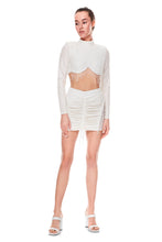 Load image into Gallery viewer, GLITTER STRETCH SKIRT WITH CRYSTAL CHAINS DECOR