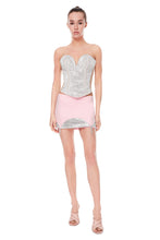 Load image into Gallery viewer, CRYSTAL CORSET WITH MESH SIDES AND SKIRT WITH CRYSTAL DECOR