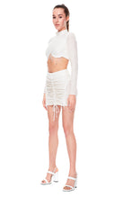 Load image into Gallery viewer, GLITTER STRETCH SKIRT WITH CRYSTAL CHAINS DECOR