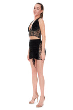 Load image into Gallery viewer, SHINY VELVET SKIRT WITH SEQUINS MESH SIDES