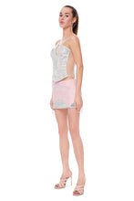 Load image into Gallery viewer, CRYSTAL CORSET WITH MESH SIDES AND SKIRT WITH CRYSTAL DECOR