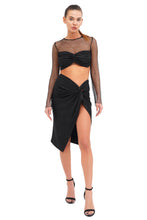 Load image into Gallery viewer, Glitter top with mesh sleeves