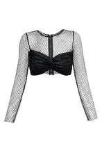 Load image into Gallery viewer, Glitter top with mesh sleeves