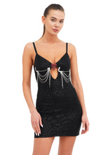 Load image into Gallery viewer, Sequins stretch dress with red heart