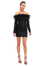 Load image into Gallery viewer, Sequins dress with fur and crystal heart on the side