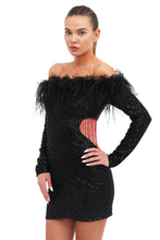 Load image into Gallery viewer, Sequins dress with fur and crystal heart on the side