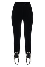 Load image into Gallery viewer, Velvet top leggins with crystal decor