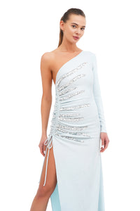 Long shine dress with crystal embroidery