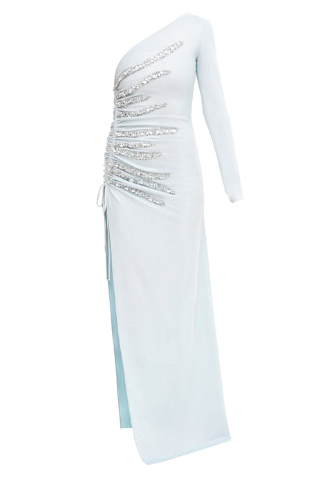 Long shine dress with crystal embroidery