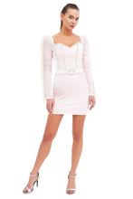 Load image into Gallery viewer, Corset dress with crystals and furs sleeves