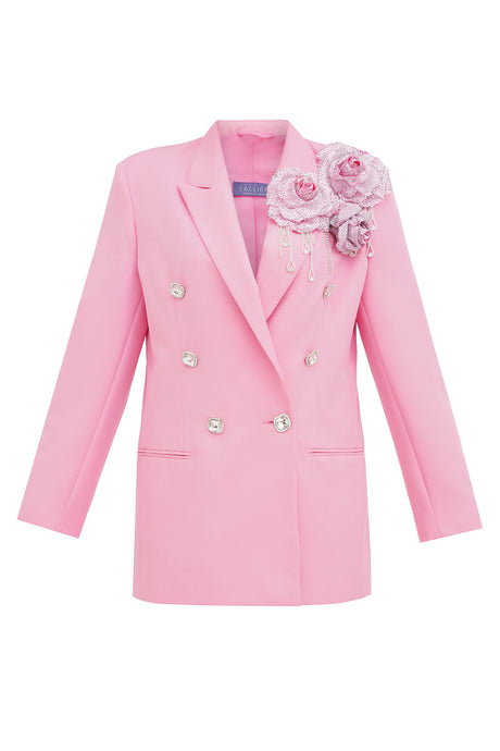 Pink jacket with crystal roses