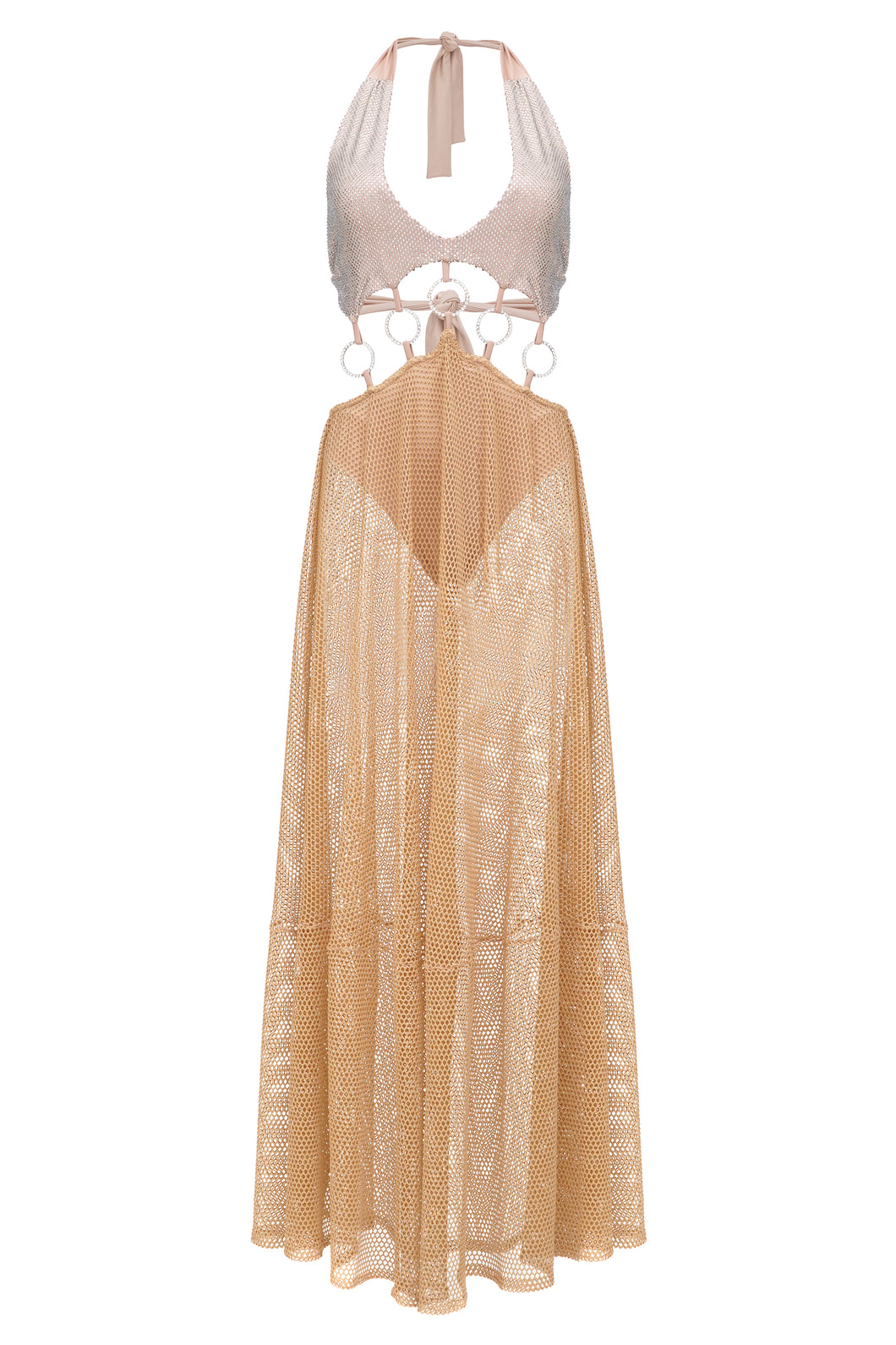 Long beach crystal dress with rings