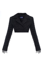 Load image into Gallery viewer, Short tweed jacket with crystal sleeves