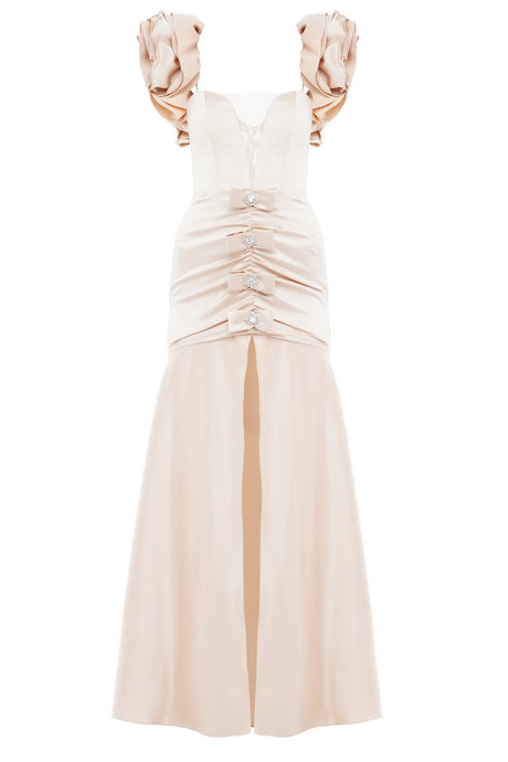 Long dress with bows broch