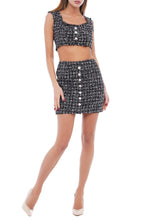 Load image into Gallery viewer, Tweed skirt with heart buttons