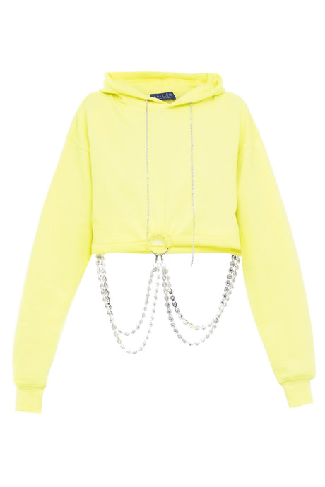 Hoodie with crystal chains