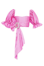 Load image into Gallery viewer, Pink silk top with bow