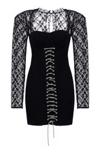 Load image into Gallery viewer, Lace sleeve dress with crystal