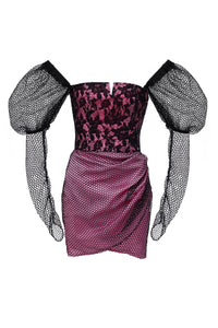 Puffy mesh sleeves dress