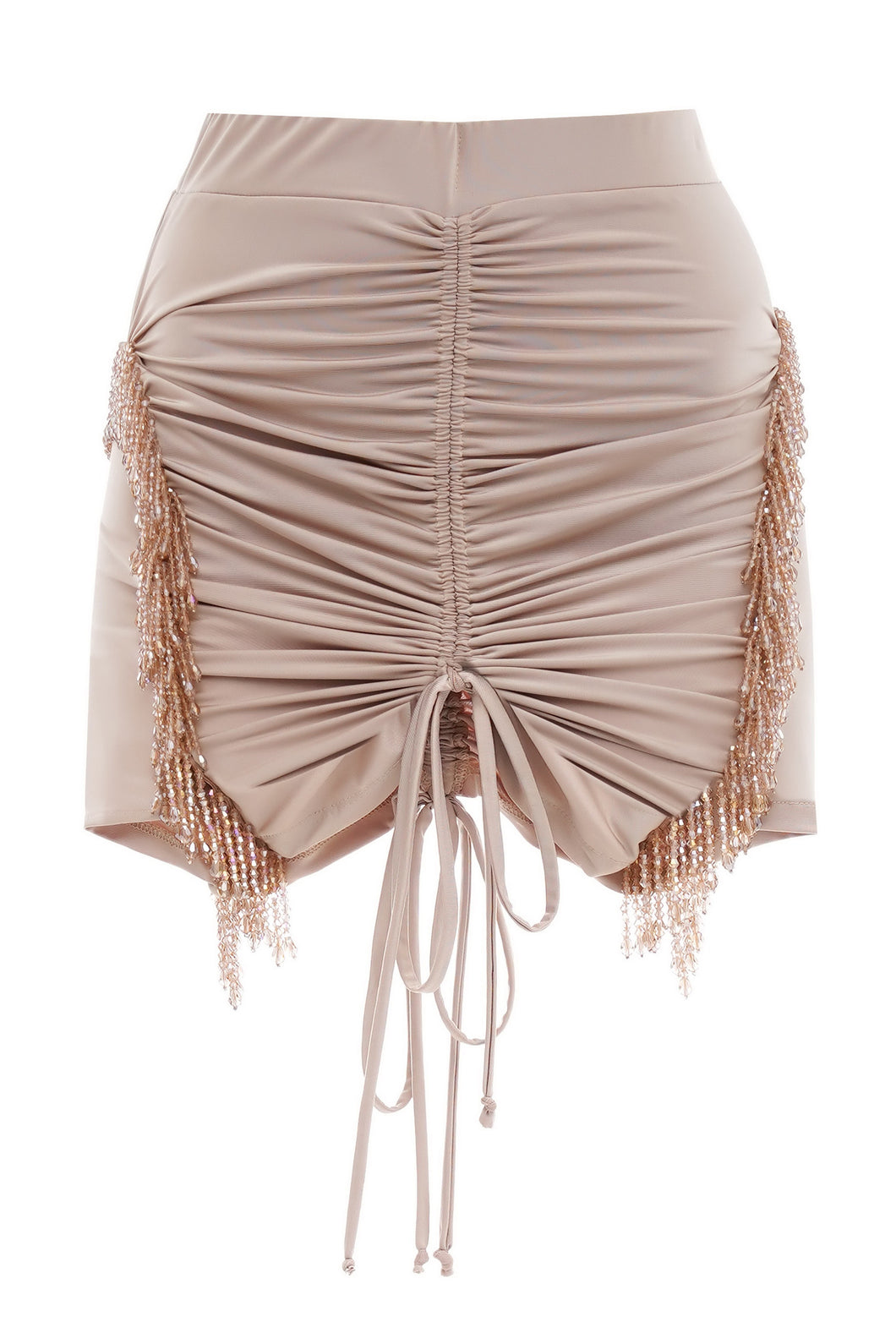Mini stretch skirt with crystal fringe