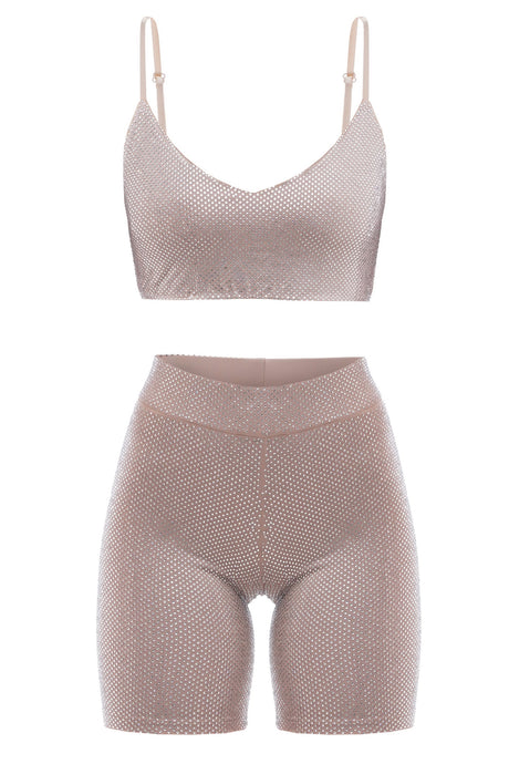 Crystal stretch top + shorts