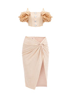 Load image into Gallery viewer, Glitter gold corset and midi skirt